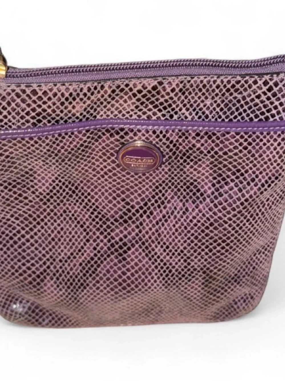 Coach Purple Snakeskin Zip Purse